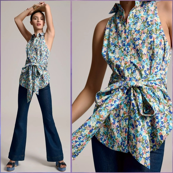 Anthropologie Tops - Maeve by Anthropologie Tie-Front Sleeveless Top